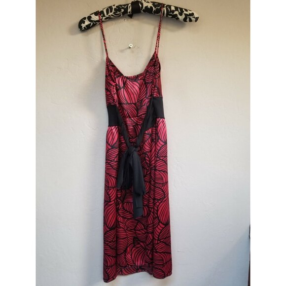 Timing Womens Small Surplice Neck Sleeveless Mini Dress Tie Back Black Red - Picture 2 of 6